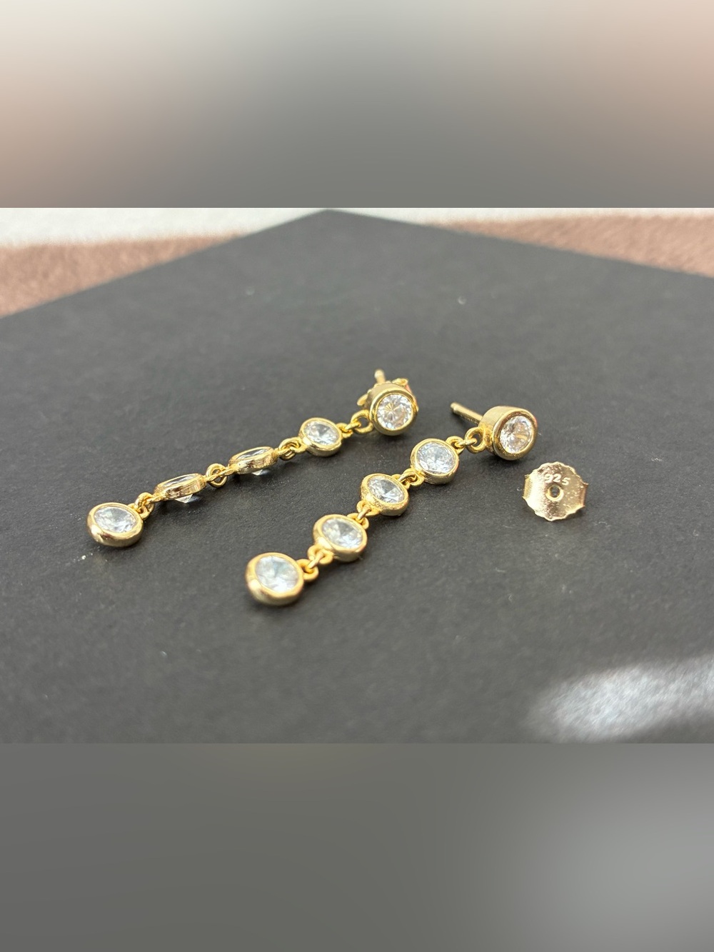 925 Sterling Silver Gold-Tone Drop Earrings